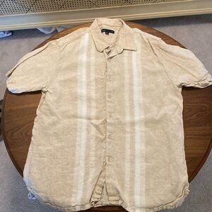 Cream Color Short Sleeve Linen Shirt